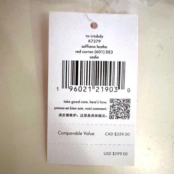 Kate Spade Sadie North South Crossbody in Red Currant Leather k7379 - Picture 4 of 4